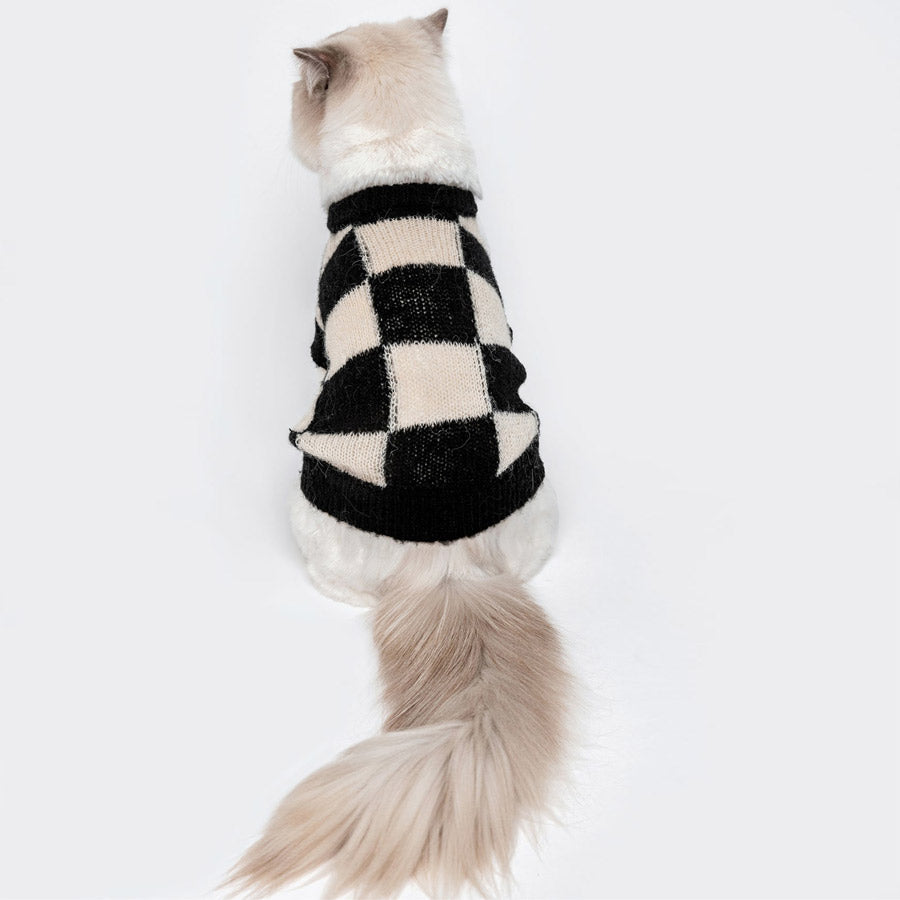 Mono Square Thin Knitwear by OVERGLAM DS (BLACK CREAM)