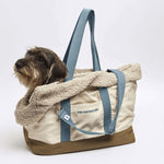 Load image into Gallery viewer, CONSTANTIN BETERRABA COTTON CANVAS DOG CARRIER BAG by THE PAINTER&#39;S WIFE (KHAKI AND BLUE)
