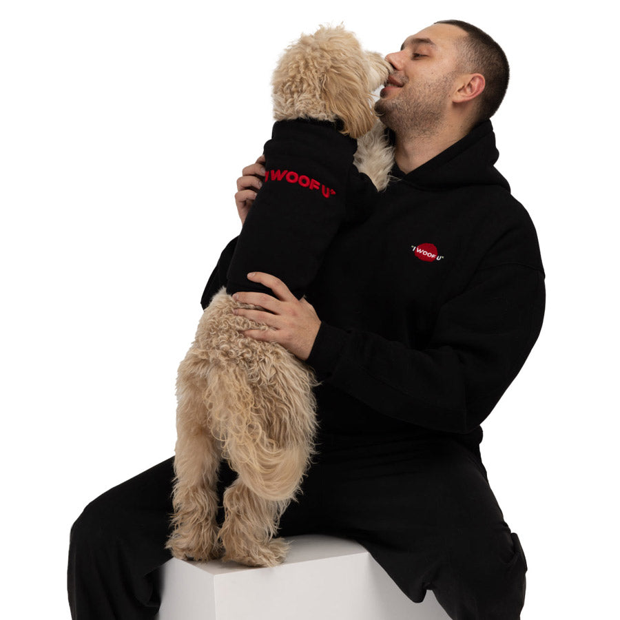 I WOOF U PET SWEATSHIRT by MOSHIQA DS (BLACK)