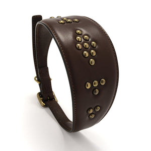 Leather Greyhound Collar by POLDO DOG COUTURE DS (BROWN )