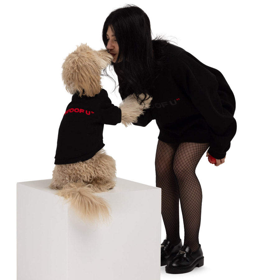 I WOOF U PET SWEATSHIRT by MOSHIQA DS (BLACK)