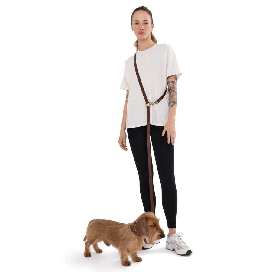 Shoulder Leash by POLDO DOG COUTURE DS (BROWN )