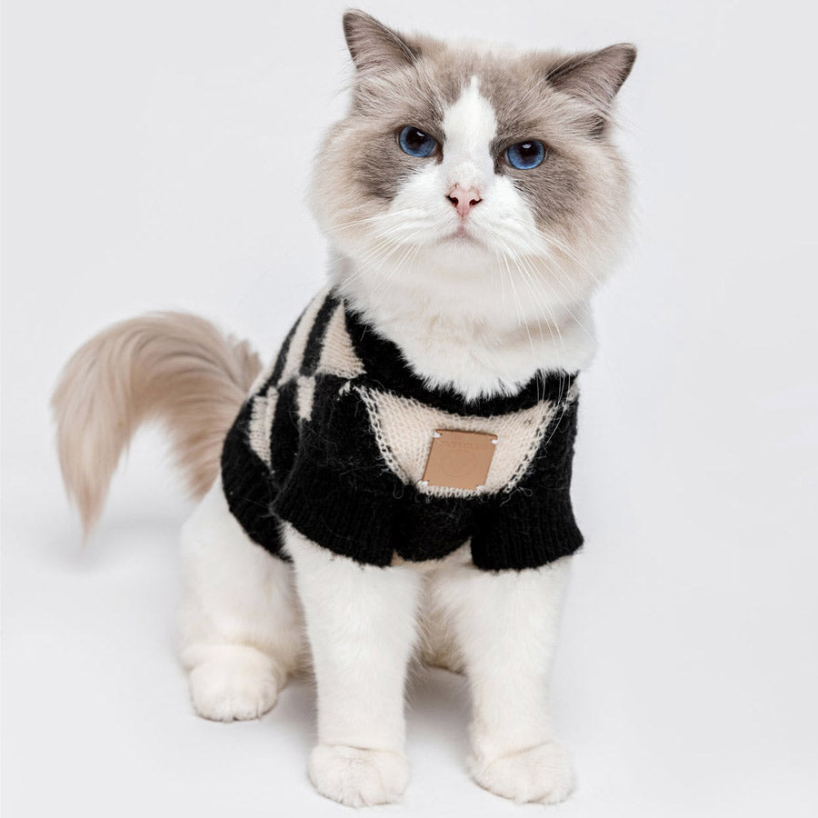 Mono Square Thin Knitwear by OVERGLAM DS (BLACK CREAM)