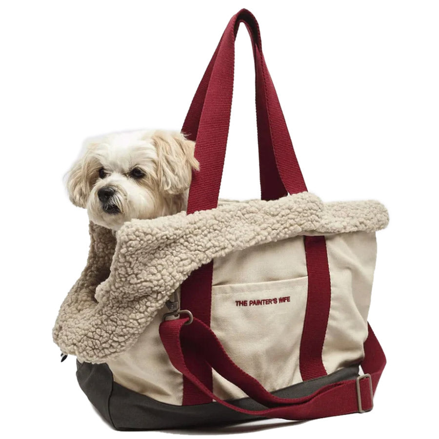 CONSTANTIN BETERRABA COTTON CANVAS DOG CARRIER BAG by THE PAINTER'S WIFE (RED AND GREY)