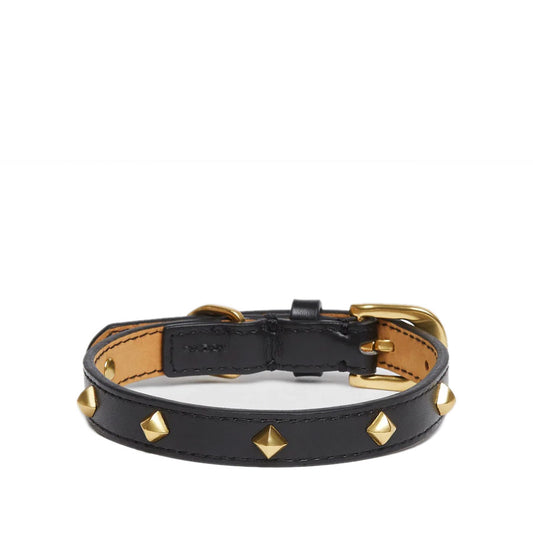 GOLDEN RIVET LEATHER COLLAR by OVERGLAM WDS (BLACK)