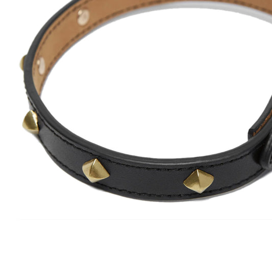 GOLDEN RIVET LEATHER COLLAR by OVERGLAM WDS (BLACK)