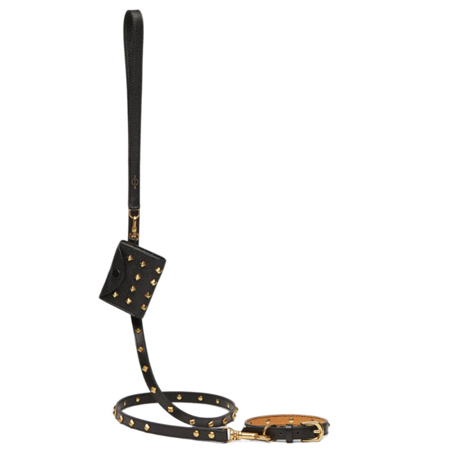 GOLDEN RIVET LEATHER COLLAR by OVERGLAM WDS (BLACK)