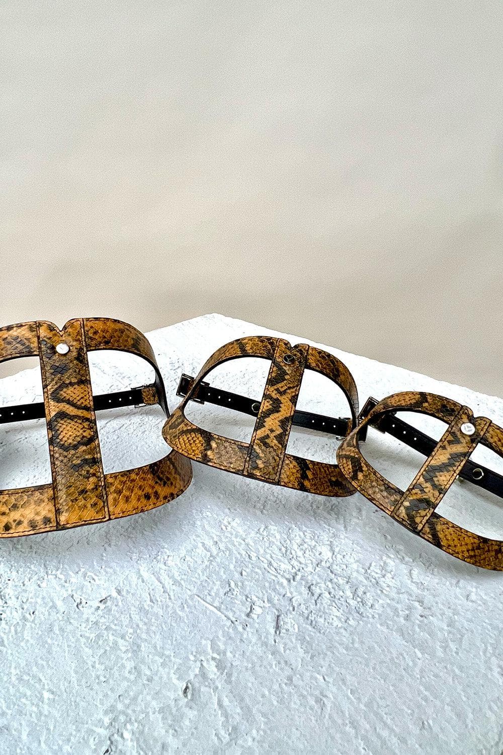 Noah Harness in Embossed Yellow & Black Leather