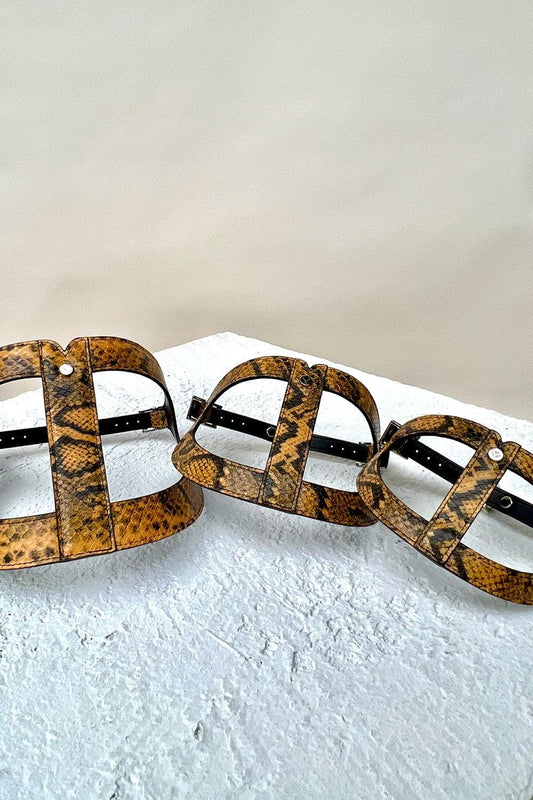 Noah Harness in Embossed Yellow & Black Leather