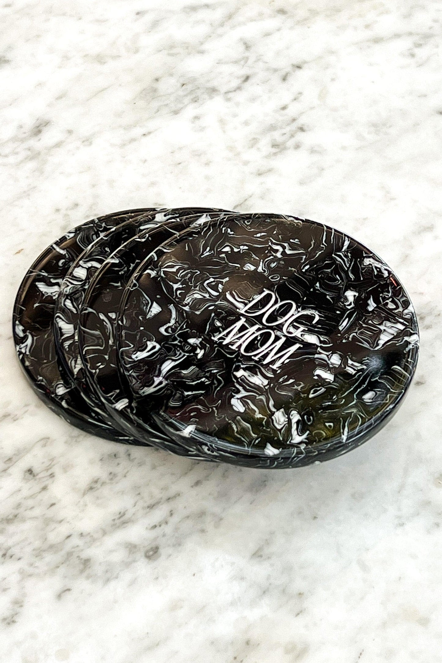 Dog Mom Coaster - Black Marble