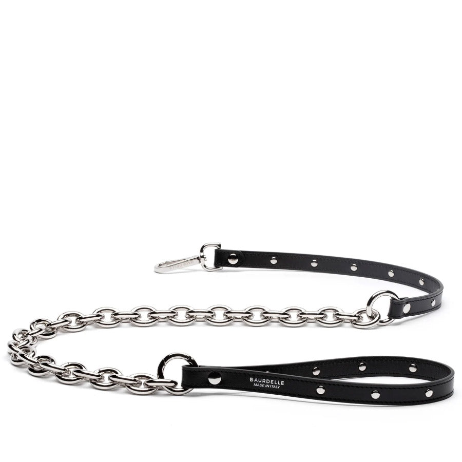 LEASH WITH CHAIN by BAURDELLE WS (BLACK)