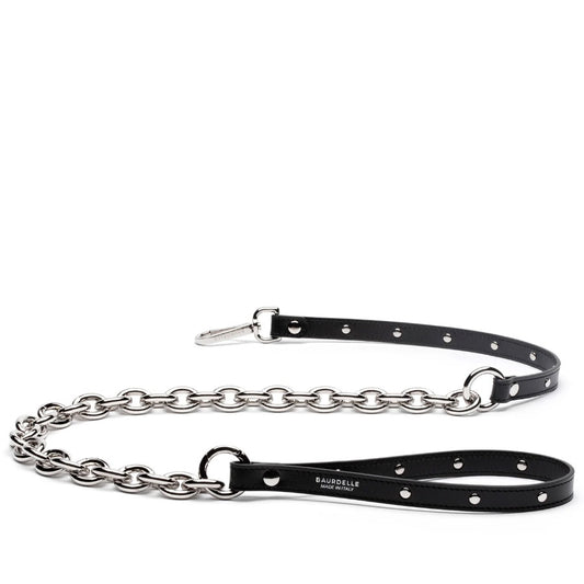 LEASH WITH CHAIN by BAURDELLE WS (BLACK)