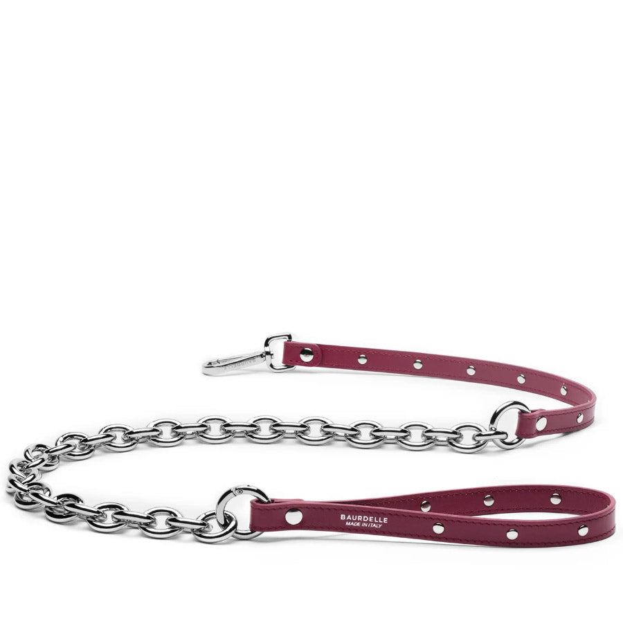 LEASH WITH CHAIN by BAURDELLE WS (PLUM)