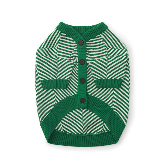 Zig-Zag Cardigan Sweater by OVERGLAM DS (GREEN WHITE)