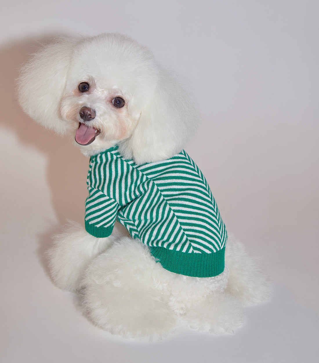 Zig-Zag Cardigan Sweater by OVERGLAM DS (GREEN WHITE)