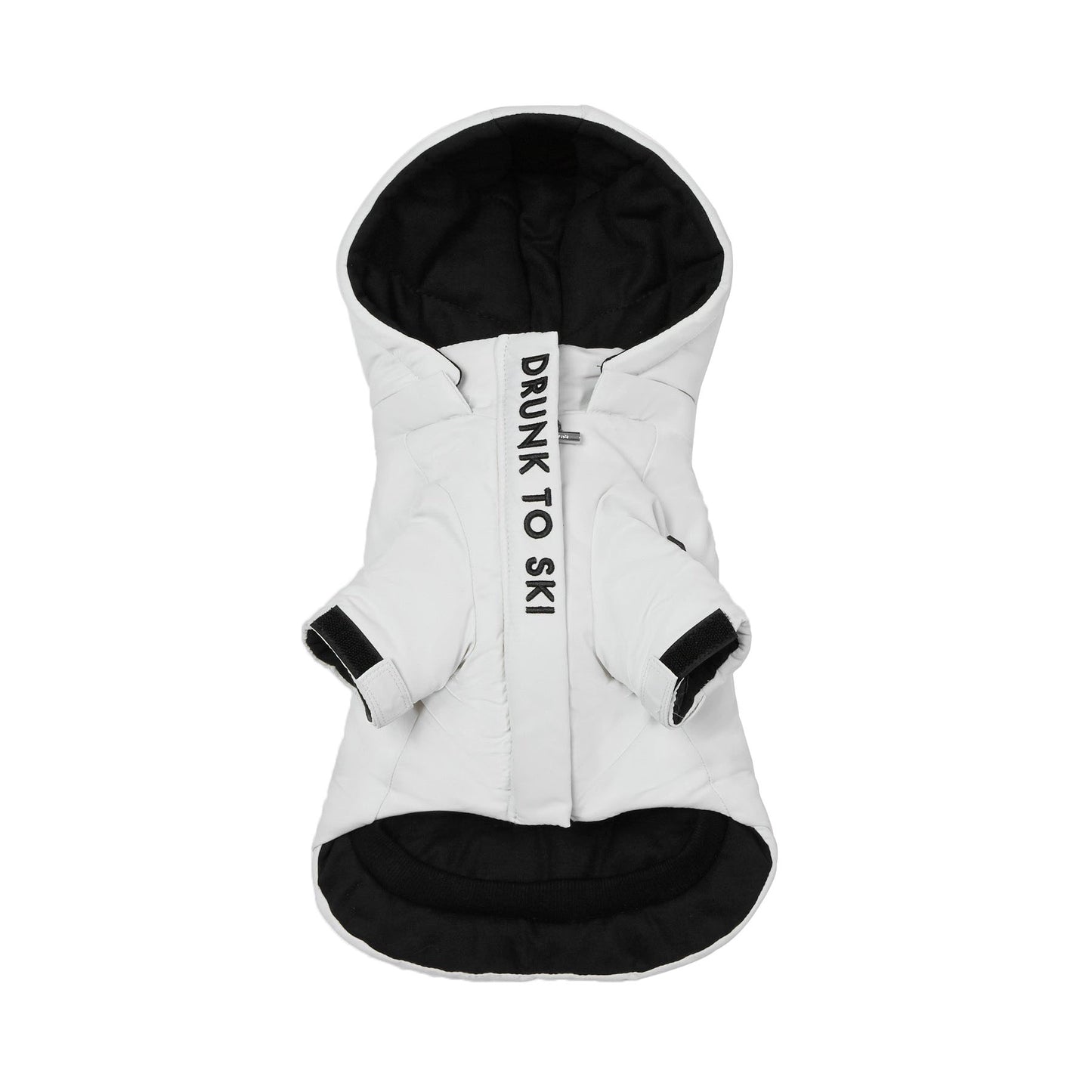 Zip Up Puffer Ski Jacket with Placket Embroidered by OVERGLAM DS (WHITE)