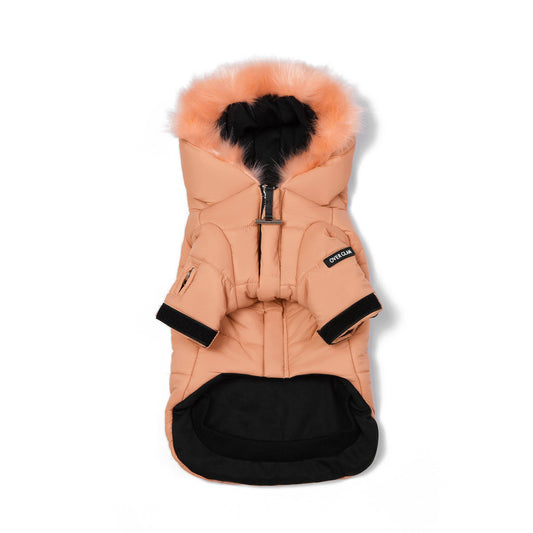 Faux Fur  Zip Up Puffer Ski Jacket with Hood by OVERGLAM DS (PINK)