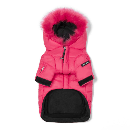 Faux Fur  Zip Up Puffer Ski Jacket with Hood by OVERGLAM DS (ROSE)