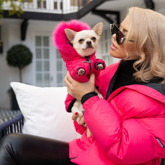 Faux Fur  Zip Up Puffer Ski Jacket with Hood by OVERGLAM DS (ROSE)