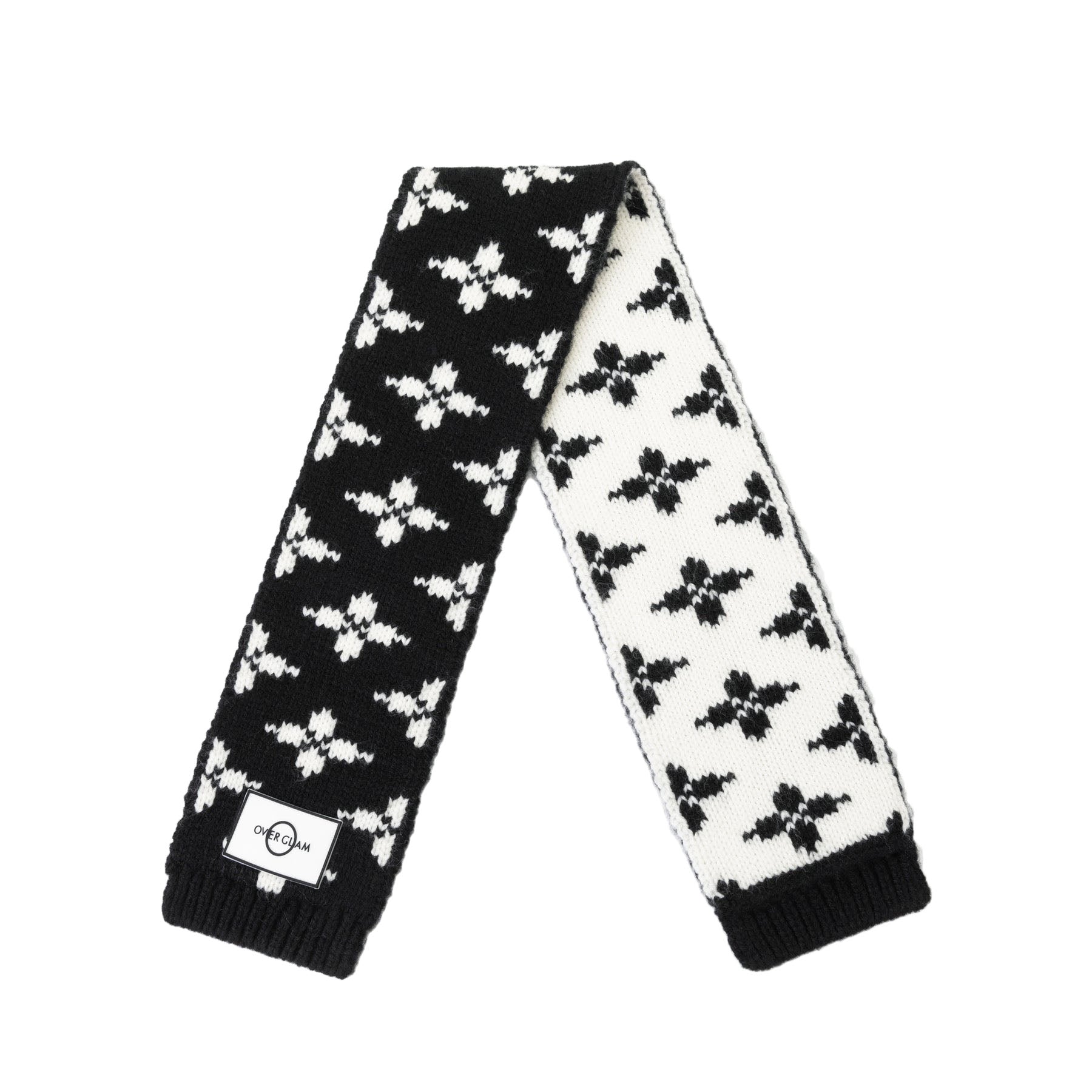 Floral Jacquard Woolen Scarf by OVERGLAM DS (BLACK WHITE)