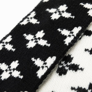 Floral Jacquard Woolen Scarf by OVERGLAM DS (BLACK WHITE)