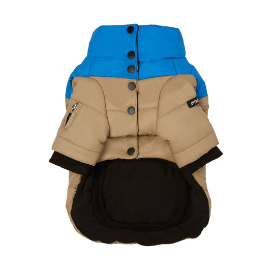 Contrast Button Up Puffer Ski Jacket by OVERGLAM DS (APRICOT BLUE)
