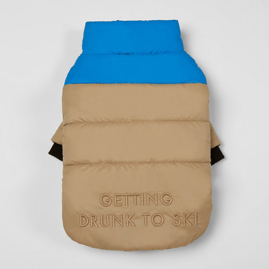 Contrast Button Up Puffer Ski Jacket by OVERGLAM DS (APRICOT BLUE)