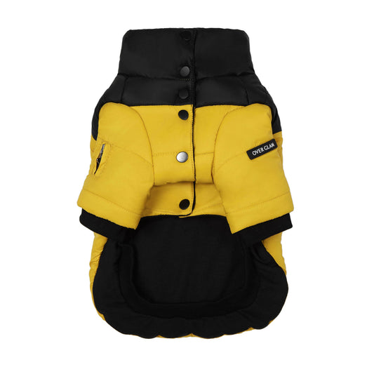Contrast Button Up Puffer Ski Jacket by OVERGLAM DS (YELLOW BLACK)