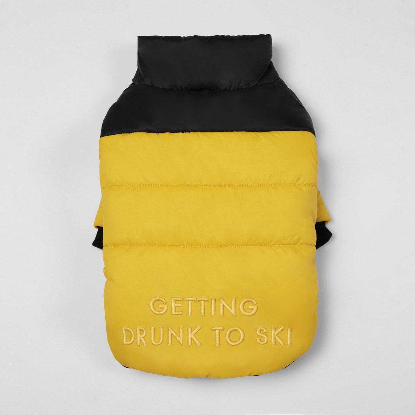 Contrast Button Up Puffer Ski Jacket by OVERGLAM DS (YELLOW BLACK)