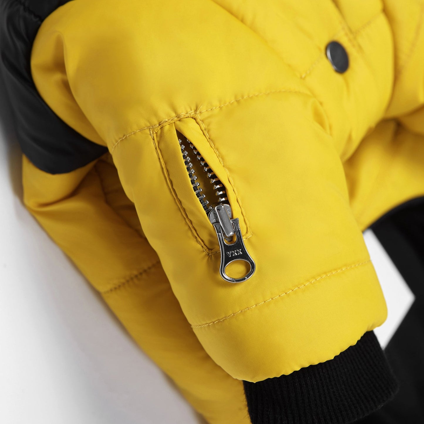 Contrast Button Up Puffer Ski Jacket by OVERGLAM DS (YELLOW BLACK)