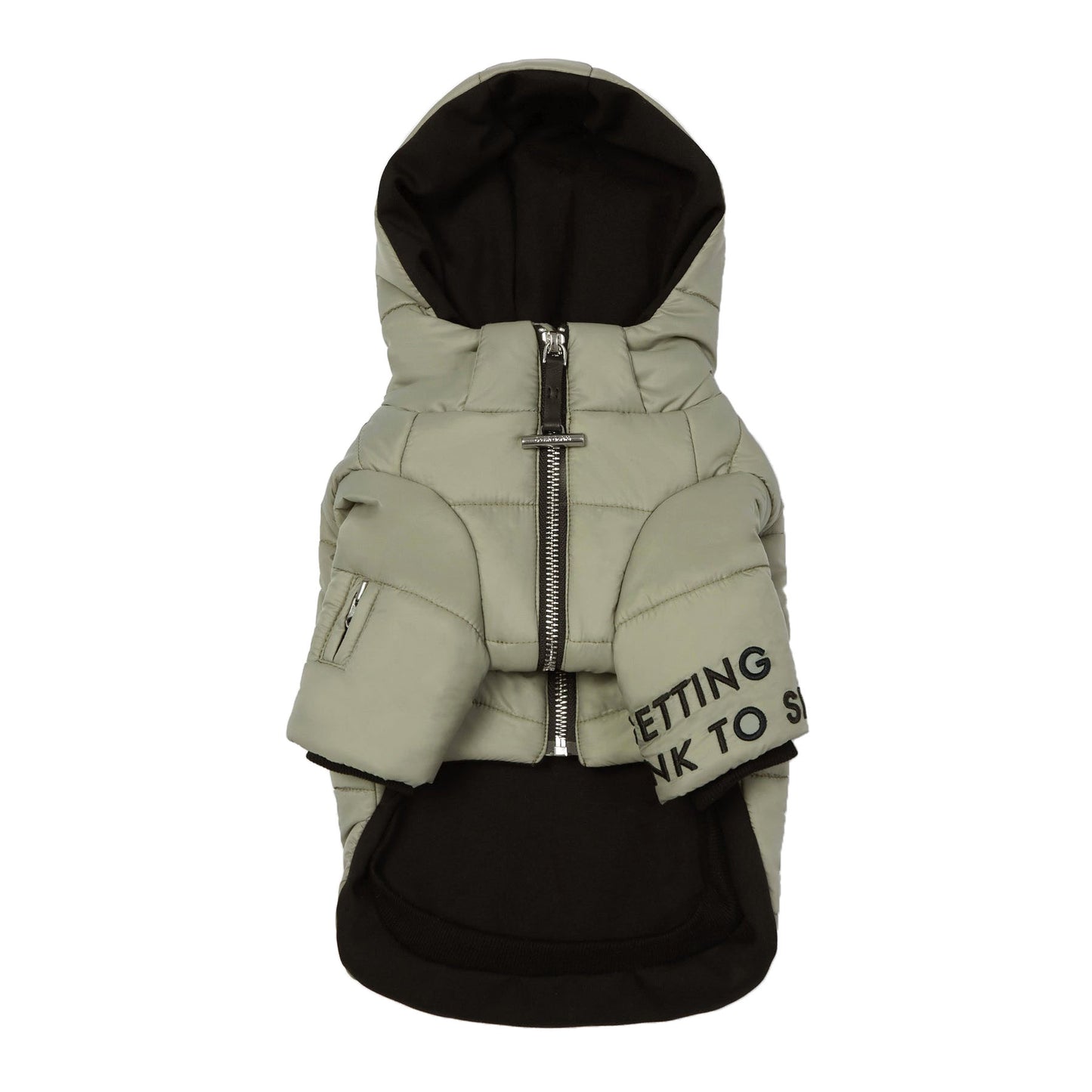 Zip Up Puffer Ski Jacket with Hood by OVERGLAM DS (GREEN)
