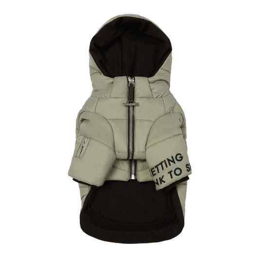 Zip Up Puffer Ski Jacket with Hood by OVERGLAM DS (GREEN)