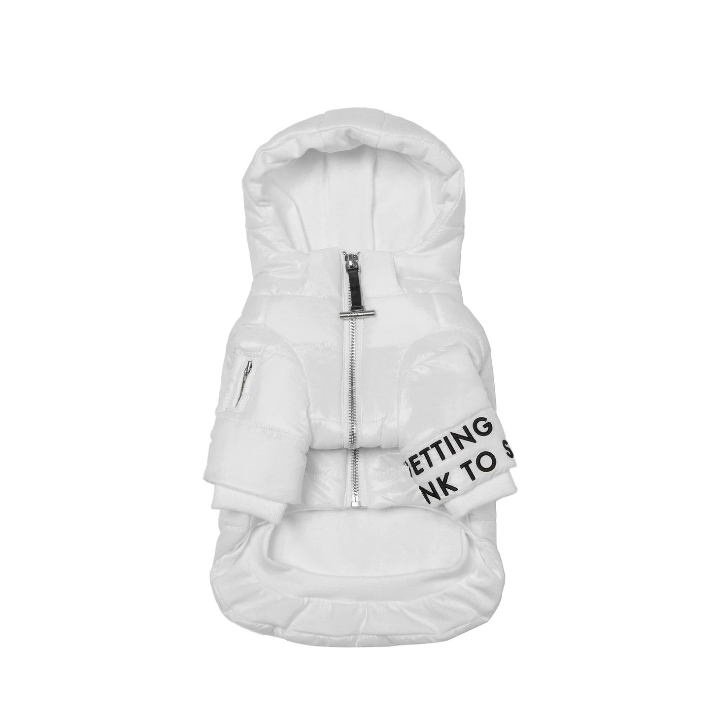 Zip Up Puffer Ski Jacket with Hood by OVERGLAM DS (WHITE)