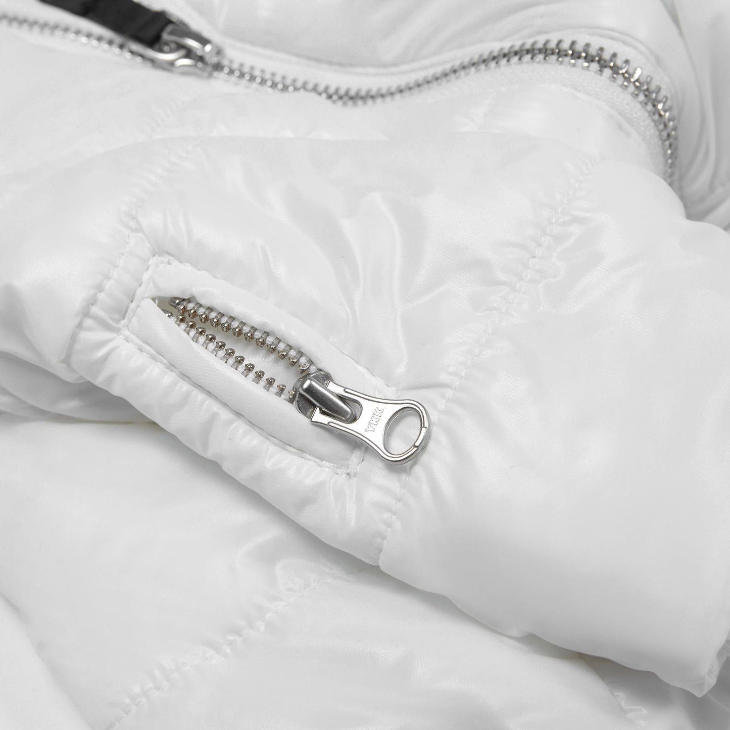 Zip Up Puffer Ski Jacket with Hood by OVERGLAM DS (WHITE)