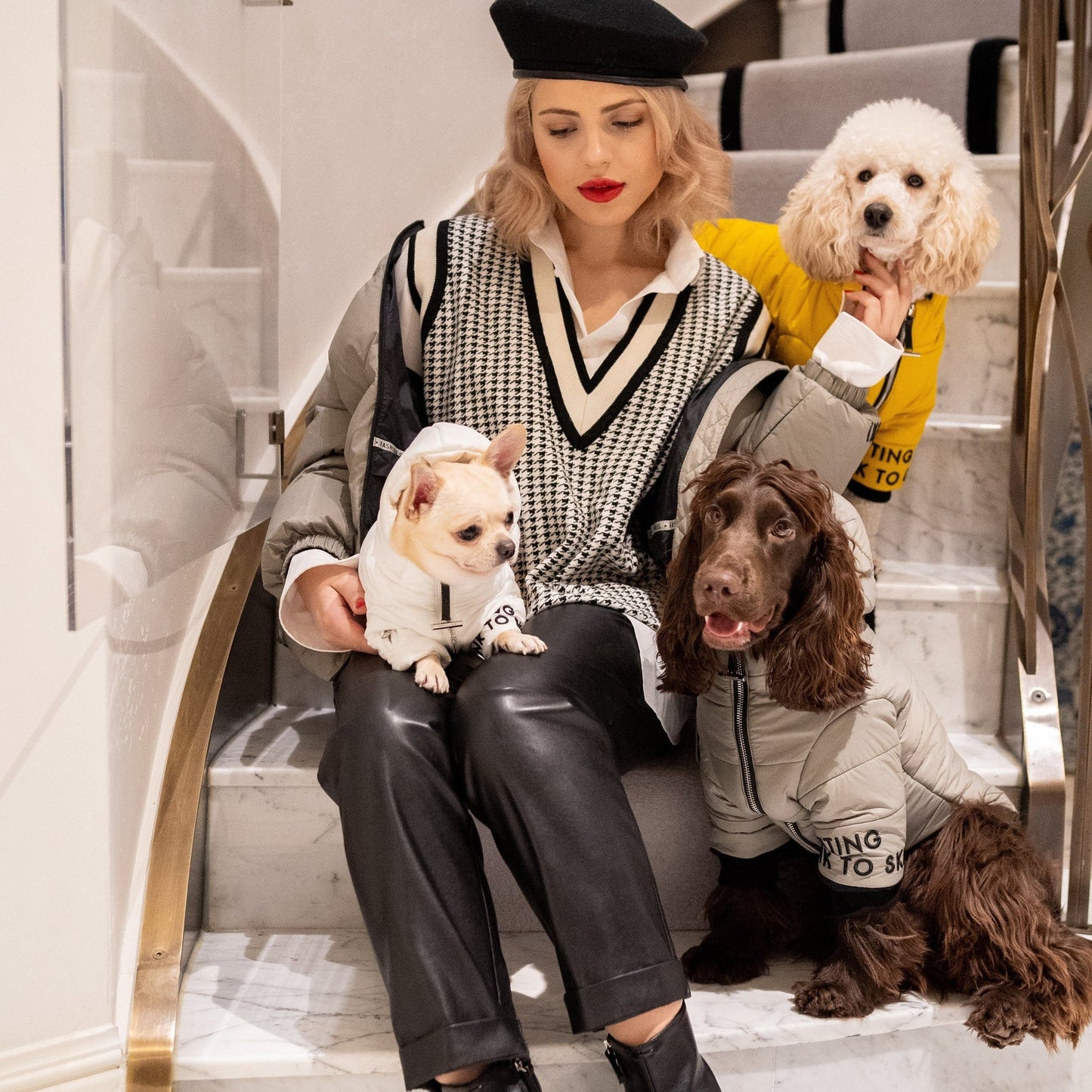 Zip Up Puffer Ski Jacket with Hood by OVERGLAM DS (WHITE)