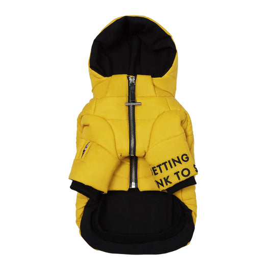 Zip Up Puffer Ski Jacket with Hood by OVERGLAM DS (YELLOW)