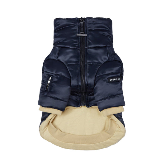 Glossy Zip Up Puffer Ski Jacket by OVERGLAM DS (NAVY)