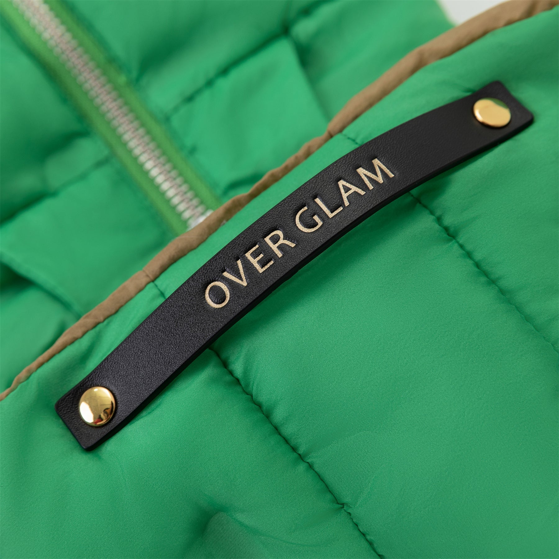 Zip-up Puffer Jacket with Hood by OVERGLAM DS (GREEN)