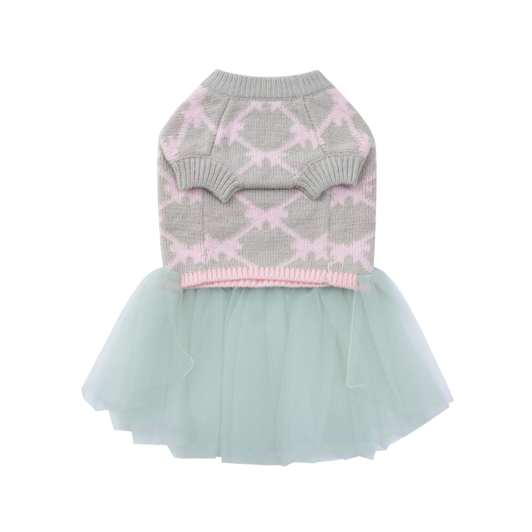 Jacquard Bowknot Jumper with Skirt by OVERGLAM DS (GREY)