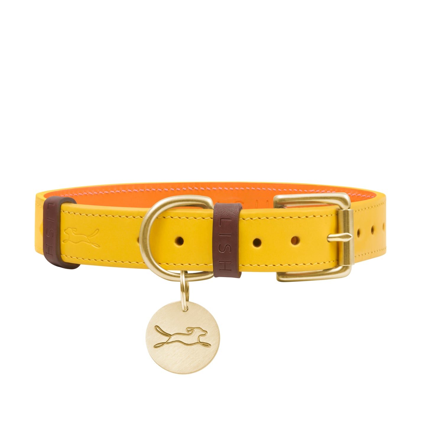 Spencer Buttercup Yellow Luxury Leather Designer Dog Collar by LISH LONDON