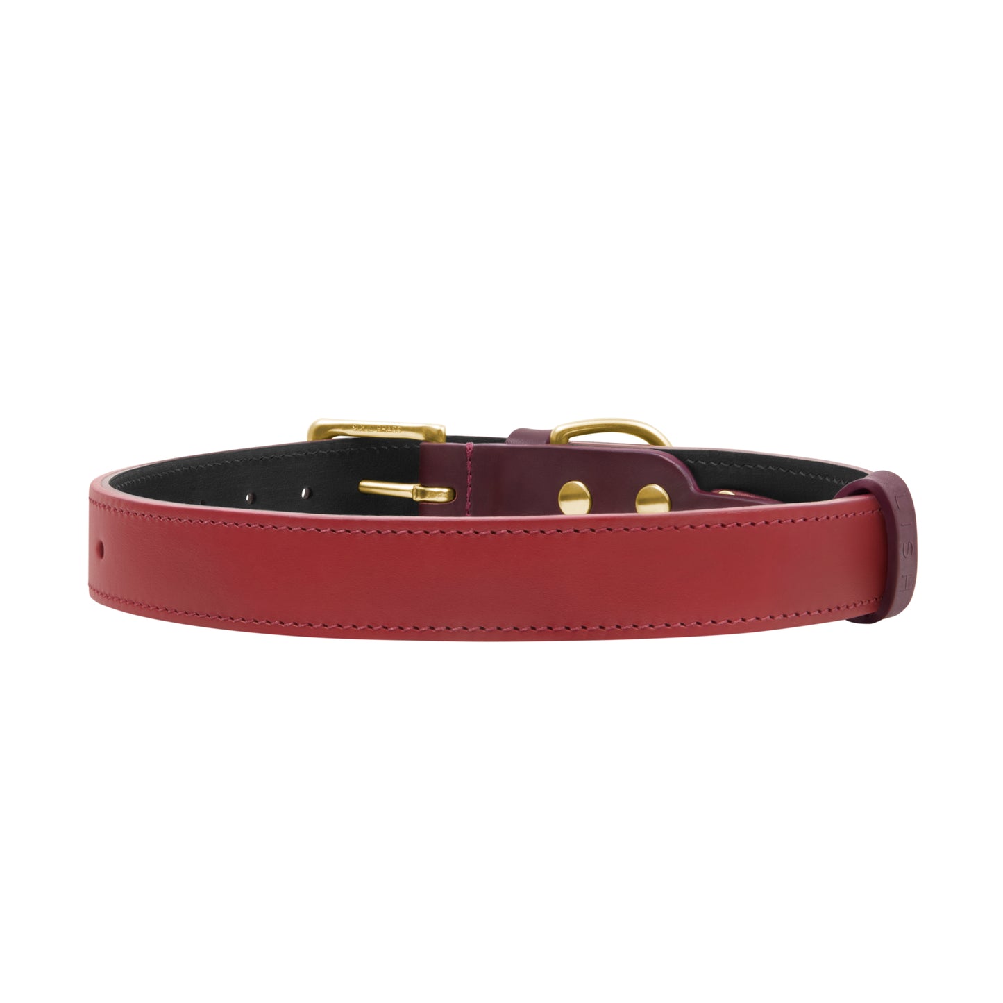 Spencer Pomegranate Red Luxury Leather Designer Dog Collar by LISH LONDON