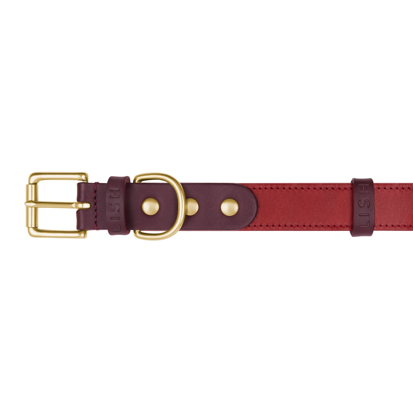 Spencer Pomegranate Red Luxury Leather Designer Dog Collar by LISH LONDON